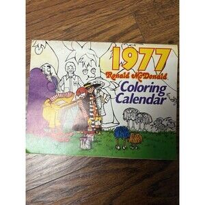 1977 Ronald McDonald Coloring Calendar Vintage McDonaldland Characters